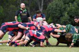 Ratz halfback Ben Griffiths about to feed a scrum during the clash with Forster Dolphins at Taree Rugby Park.       