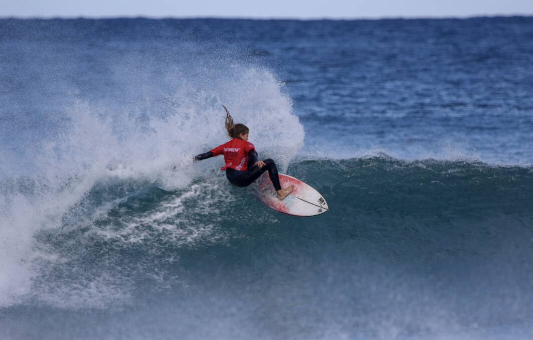 Gerringong's Lucy Darragh in action at the NSW Grommet Titles on Sunday. Picture: Ethan Smith/Surfing NSW