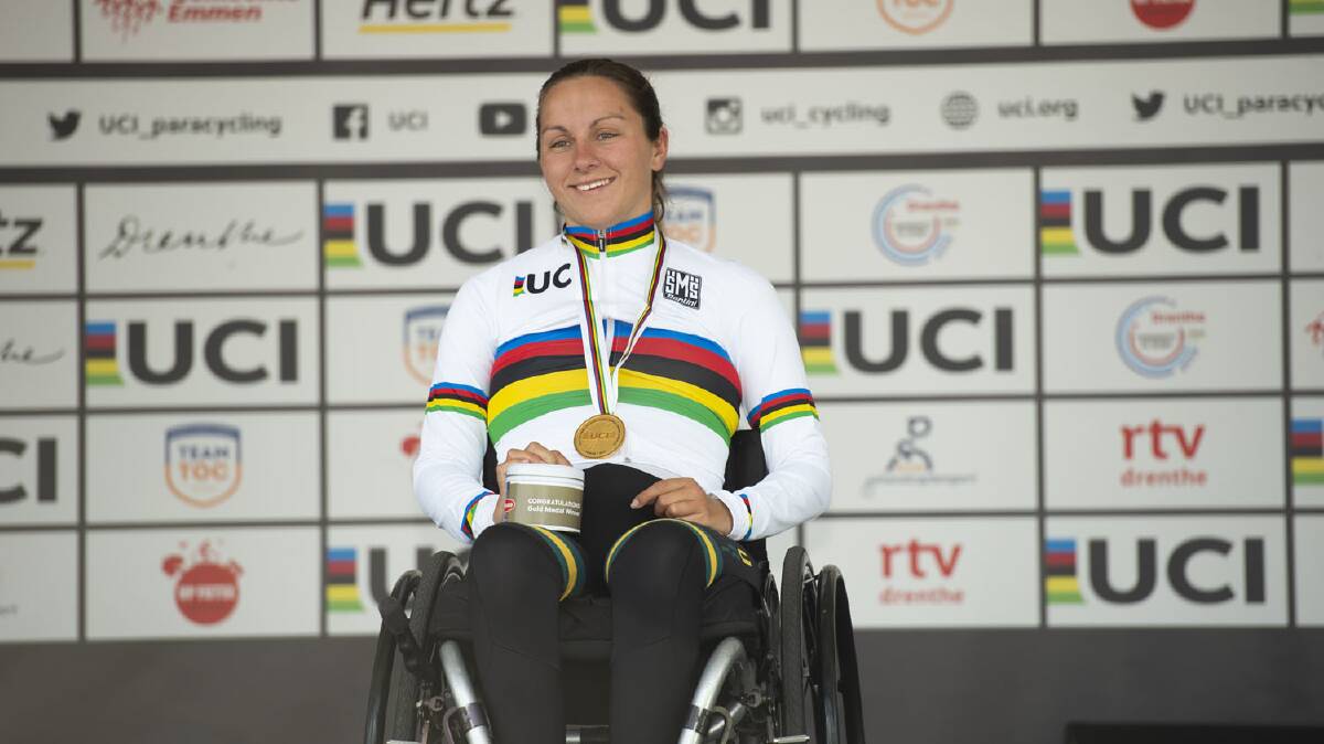 Emilie Miller won two gold medals at the 2019 Para-Cycling Road World Championships in Emmen. Photos: CASEY GIBSON/CYCLING AUSTRALIA