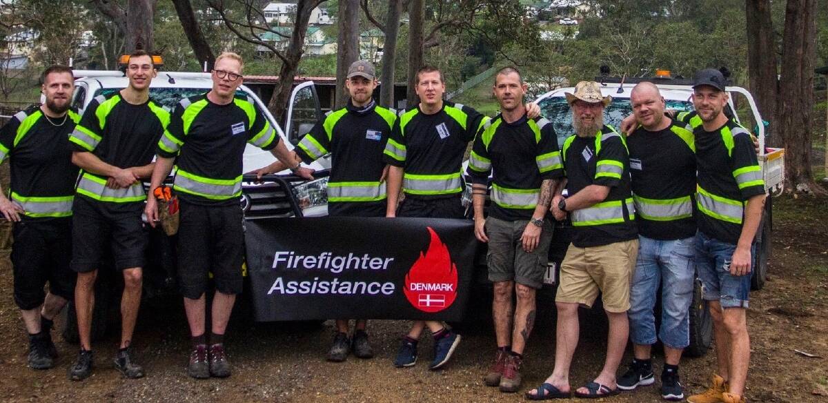 The nine volunteers from Firefighter Assistance Denmark who have been helping out in the Manning Valley. Photo Bjorn Nielsen