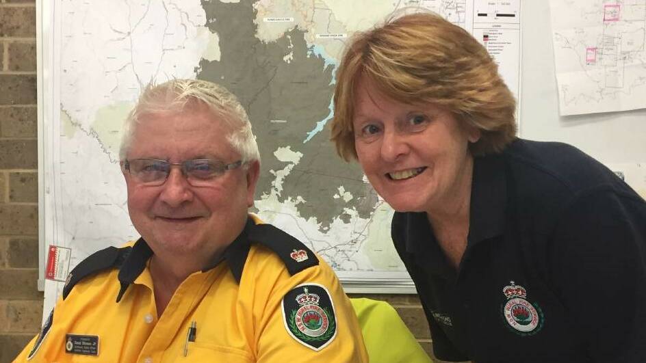 David Stimson and Kathy Radford at the Wollondilly Fire Control Centre. Photo: Emily Bennett