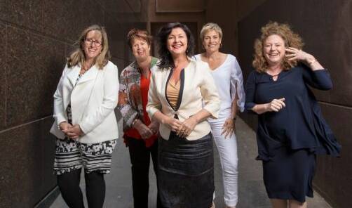Women in charge in regional Victoria: mayors (from left) Margaret O'Rourke, Pam Clarke, Samantha McIntosh, Anna Speedie and Kylie Gaston. Photo: Simon Schluter