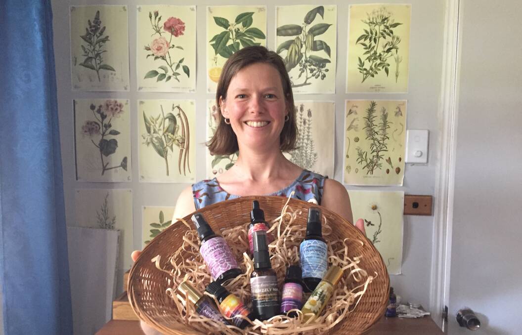 Wingham maker: Helen Kemp with some of her home made aromatherapy blends. Photo: Sam Brownrigg