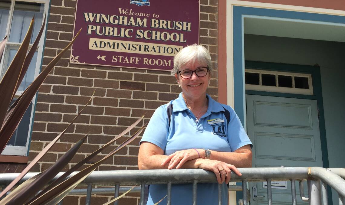 Farewell: Liz Newman on her last day at Wingham Brush Public School. Mrs Newman retired after 37 years of teaching.