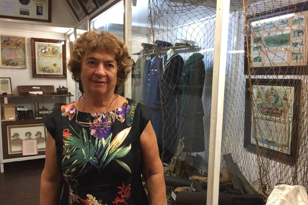 Manning Valley Historical Society researcher Margaret Clark stands beside the war display at the Wingham Museum. It is hoped the display will get updated in time for Armistice Day in November.