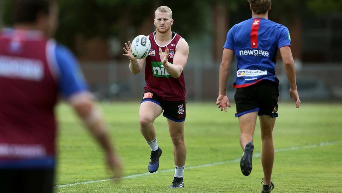 Back in the game: Mitch Barnett played in 22 of Newcastle's 24 games last season, despite suffering a dislocated shoulder in the early rounds. Photo: Marina Neil