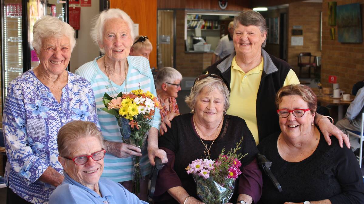 Tinonee Red Cross ladies at Red Dove Cafe Back row from left Alma Murray, Gillian Kirton and Pam Muxlow. Front row Bev Clancy, Dawn Case and Judy Cluss.
