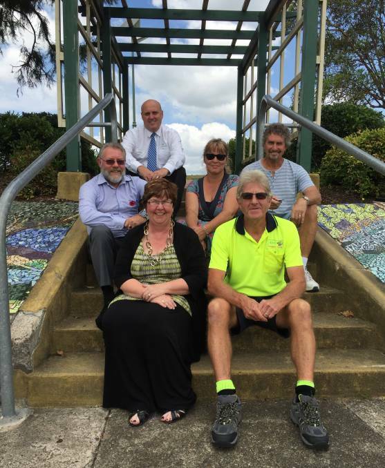 Past and present members of the Wingham Chamber of Commerce. Back row from left Simon Brown (treasurer), Grahame Nash, Kim MacDonald, Peter Trood, Liz Jarvis (president) and Kev Ellis (vice president).