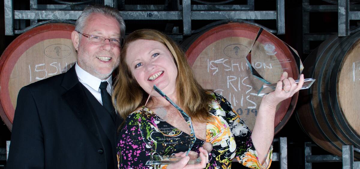 Bent on Food owner Donna Carrier with partner Grahame Nash celebrating winning two gold awards at the North Coast and Legendary Pacific Coast Tourism Awards.