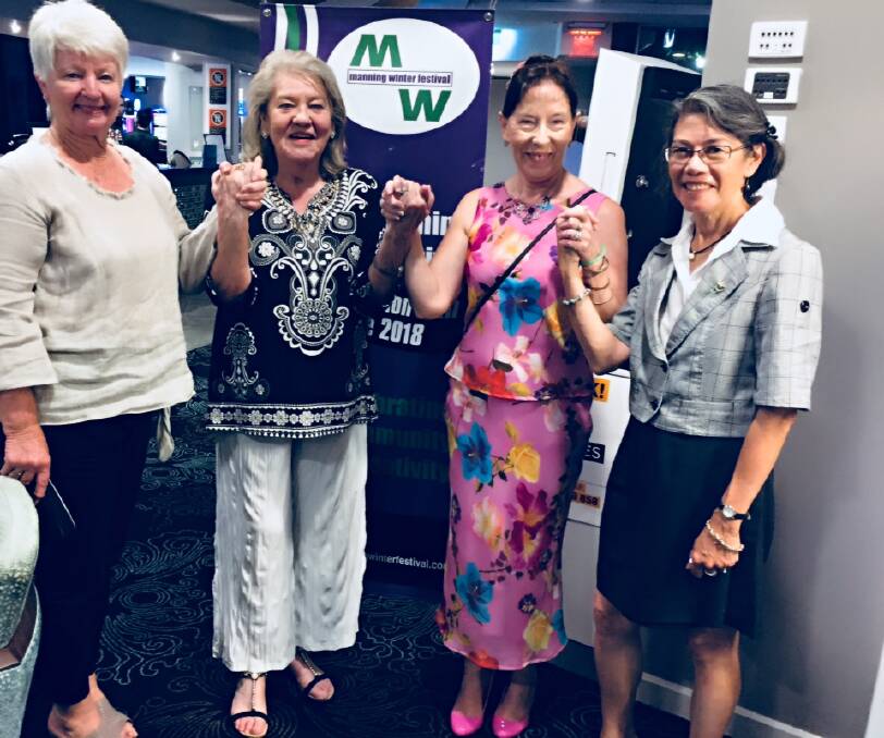 Some Manning Winter Festival committee members celebrate at Club Taree. From left Denise Greenaway, MWF president Mave Richardson, Barbie Morrissey and MWF secretary Kay Goon.