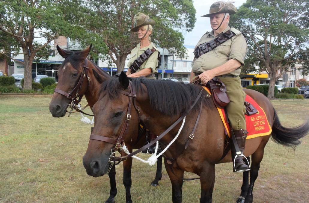 Proud: Merryl Case and Rodney O'Regan of the 16th Australian Light Horse Wingham at the 2018 Australia Day Ceremony in Central Park.