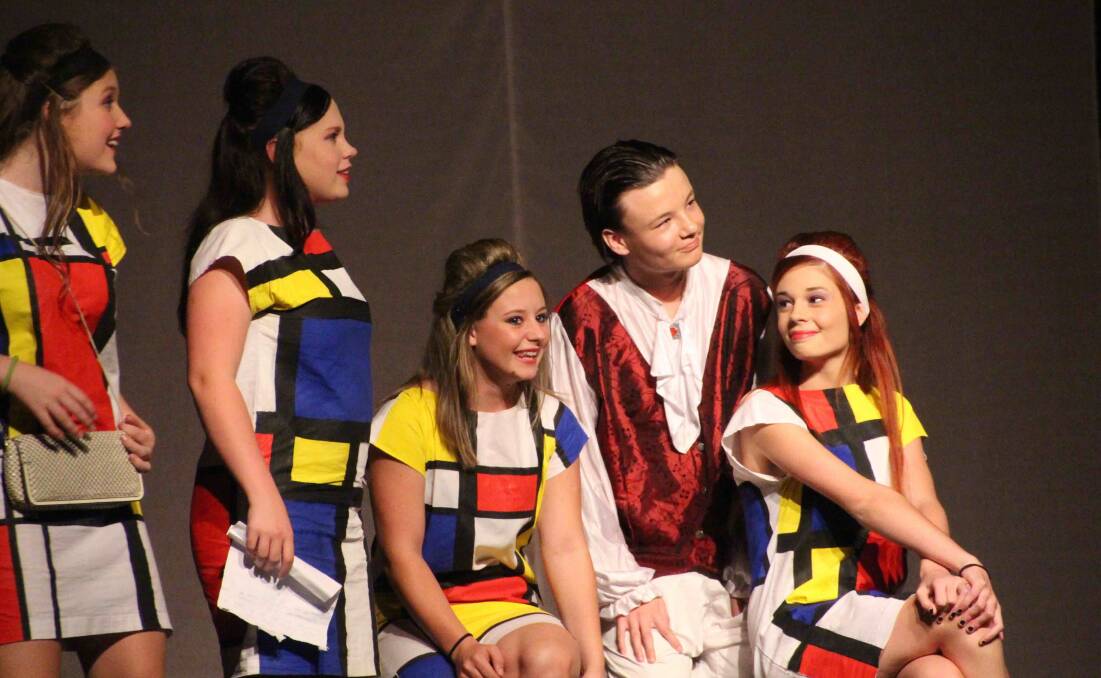 School production: Students from left Llandella Barker, Bella Mullany, Mikayla Peckett, Matthew Niksic and Hannah Clarke during the 2014 production of Romeo and Juliet. Photo: Carmel Rush