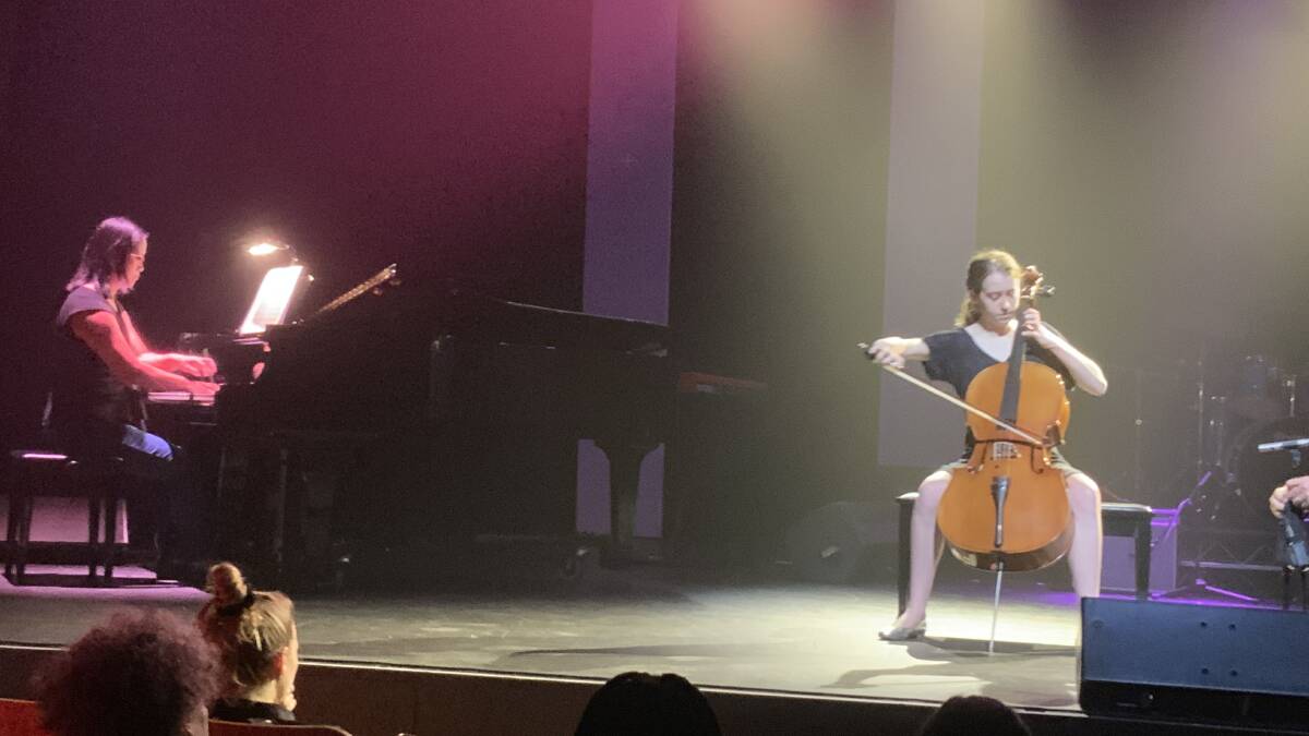 Filling the stage: It is hard for a cellist to shine on a big stage, but Issy Batley of Carinya Christain school Tamworth did just that.