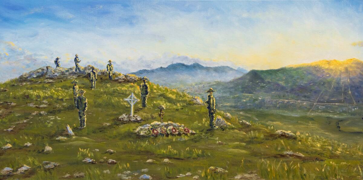 Anzac Day on Mount Schrandez by Wingham artist, Jillian Oliver.