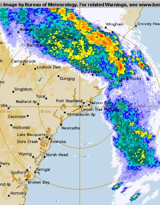 A radar image showing the storm system that struck the region. Bureau of Meteorology.