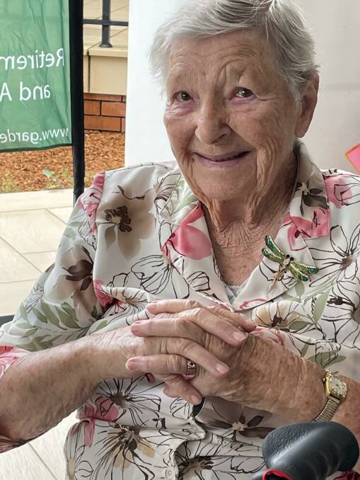 Fight back: Grace Symonds, 100-year-old resident at Garden Village in Port Macquarie will be among the first aged care residents in the state to receive a COVID vaccination.