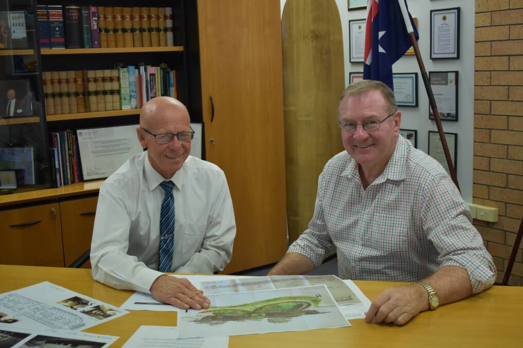 Mid Coast Council mayor, David West and Member for Myall Lakes, Stephen Bromhead.