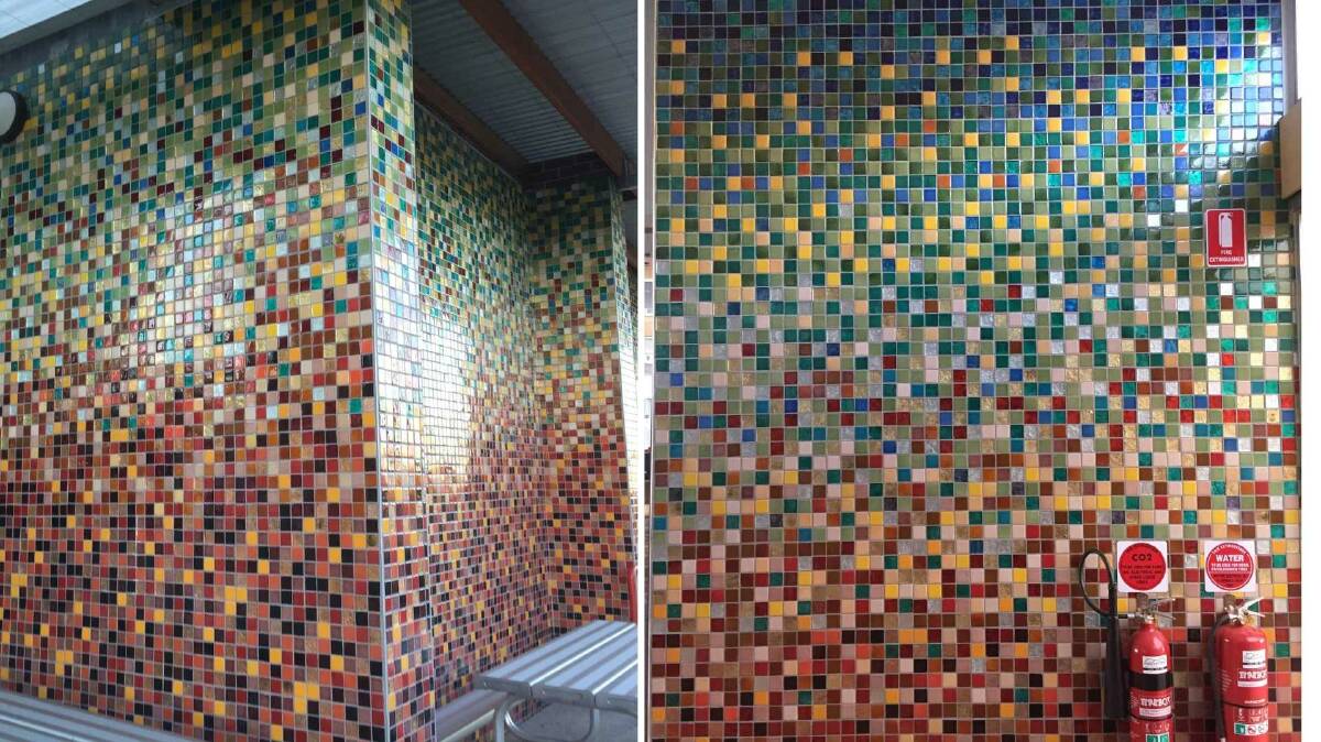 Mykey designed the mosaic walls of St Clare's new learning centre. Photo: Julia Driscoll