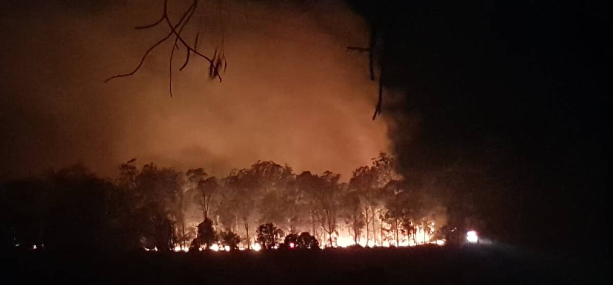 The fire as seen from Rodney O'Regan's place on Thursday night. Photo: Rodney O'Regan