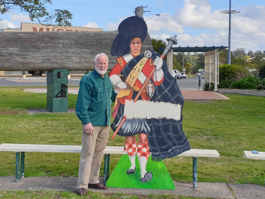 Tinonee artist Ron Hindmarsh painted a life-sized Scotsman to be used for publicising the 2021 Bonny Wingham Scottish Festival. Photo supplied
