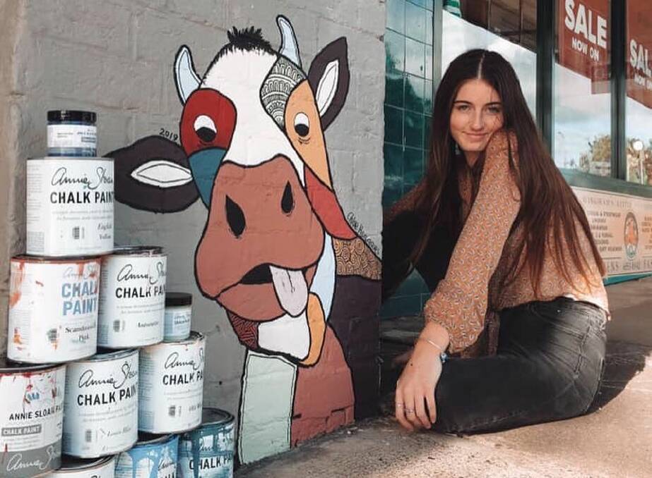 Bessie and Chloe: Bessie the Cow was painted by Chloe Hargreaves. Photo: supplied