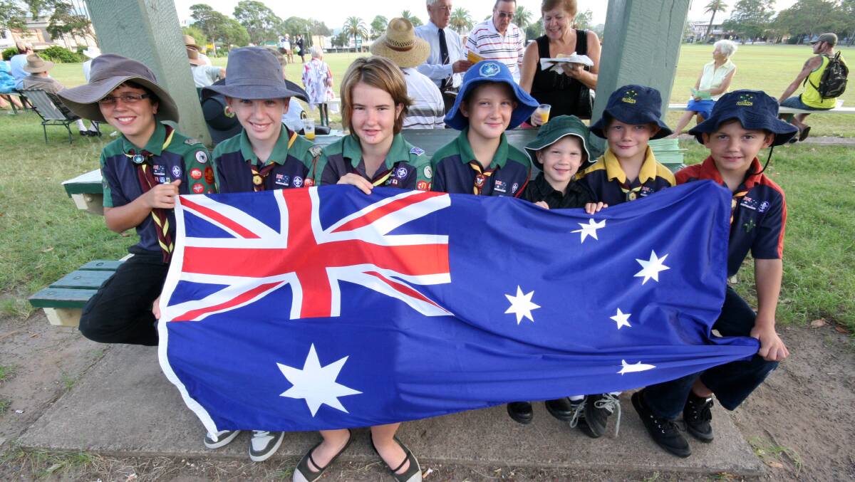 Raising the flag: The Wingham Scouts are a staple of the Australia Day celebrations in Wingham and proudly raise the flag each year. Photo: from our archives.