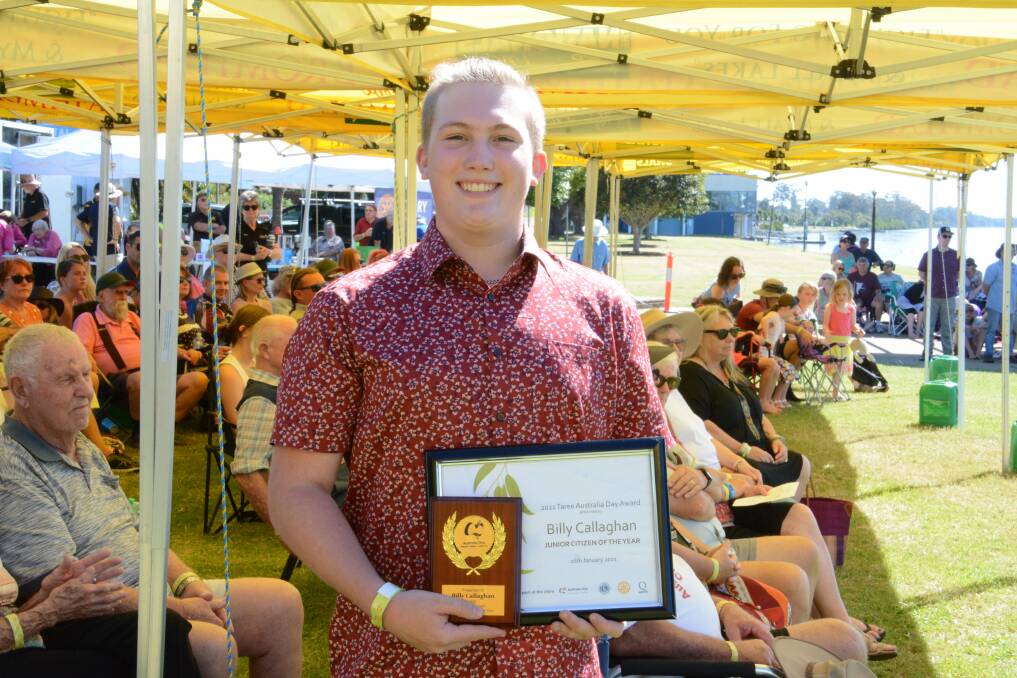 Wingham High School captain, Billy Callaghan was named the junior citizen of the year, acknowledged for his work as a volunteer for the Wingham Akoostik Festival in particular. Photos by Scott Calvin