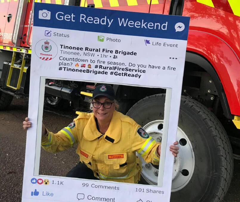 Get Ready: Mel Callinan from Tinonee Rural Fire Brigade posing in the selfie frame. Photo: supplied