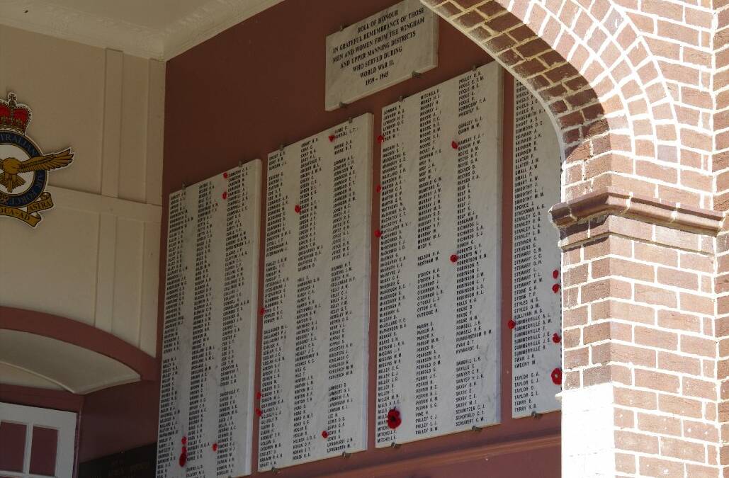 One side of the honour roll at the Wingham and Memorial Town Hall.