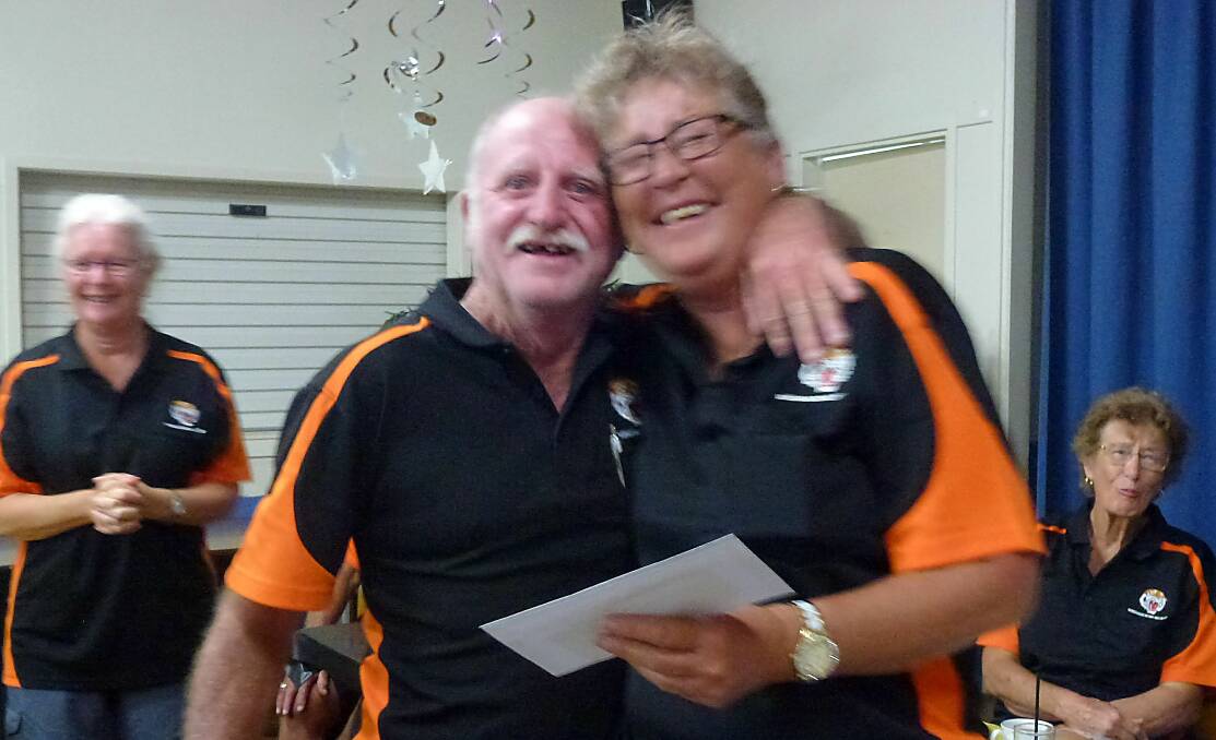 Graeme Ireland and Alana Burns winners of the mixed pairs championship 2017, at the Wingham Bowling Club combined presentation dinner. 