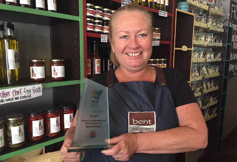Bent on Food's Donna Carrier with the silver award from NSW Tourism. Photo: Julia Driscoll
