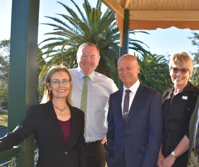 NSW Minister for Heritage Gabrielle Upton, Member for Myall Lakes Stephen Bromhead, MidCoast Council mayor David West, Wingham Library manager Sheryl Amos. Photo: supplied