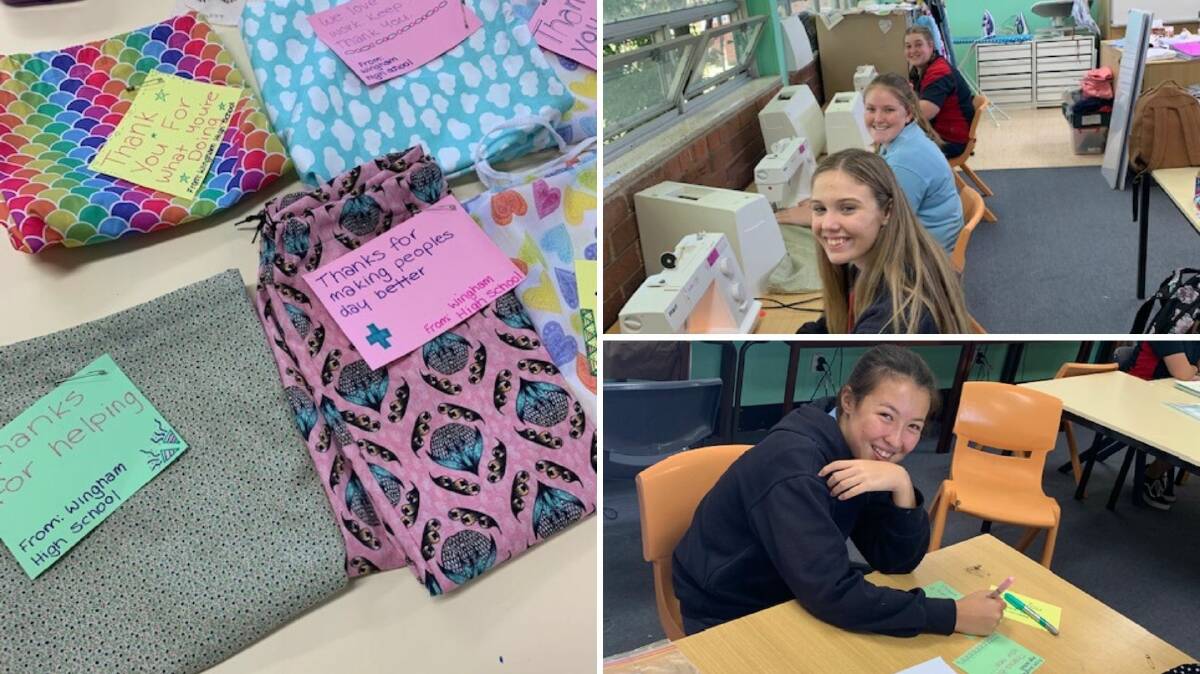 An assortment of the laundry bags made by Jorja Mulligan, Amber Loretan and Mia Polley (top) and Leah Urquhart (bottom). Photos supplied