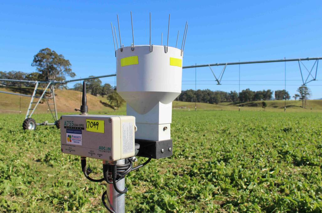 Soil moisture monitoring equipment with telemetry has enabled Barrington farmers Tom Middlebrook and Adam Forbes to monitor their soil moisture using their smart phones. Photo: supplied