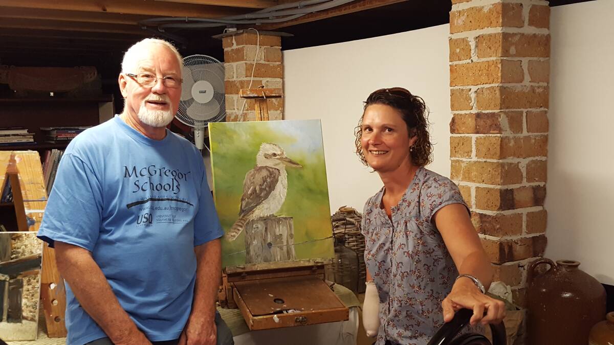 Jillian Oliver with fellow artist Ron Hindmarsh. The duo started an art therapy class for veterans and service personnel. Photo: submitted