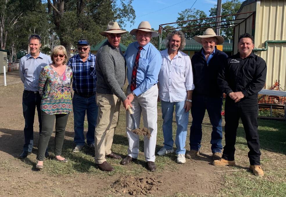 Representatives from the Wingham Showground Trust with Stephen Bromhead at the official sod turning ceremony as the start of the $836,734 upgrade at the Wingham showground gets underway. Photo supplied