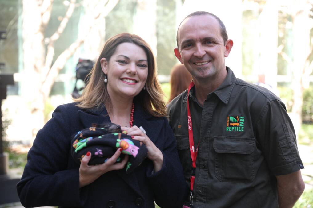 Senator Sarah Hanson-Young and Aussie Ark operations manager Scott Ryan at Parliament House in Canberra. Photo supplied