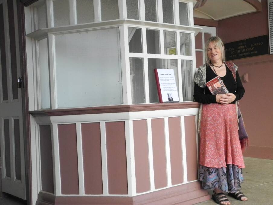 Playwright Maggie Young at the Wingham Town Hall box-office. 