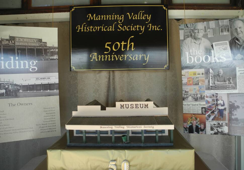A window at the Manning Valley Historical Society Inc museum in Wingham has been decorated to mark 50 years of the society.