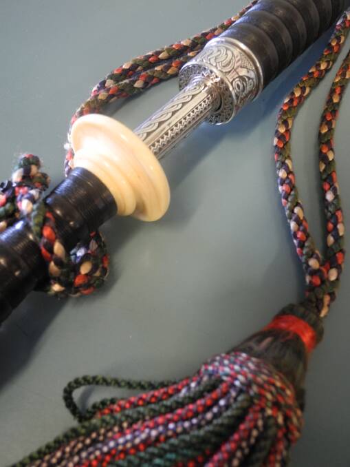 The detail on the historic bagpipes