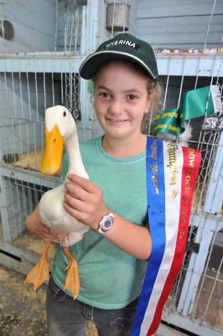 Laura Waters with champ water fowl at the Wingham Show 2002