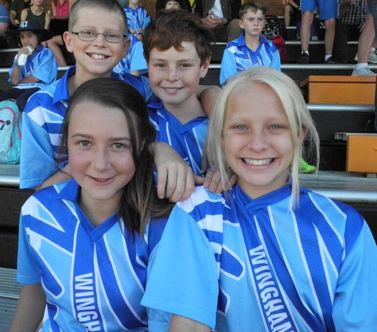 Before the race, Wingham Brush Public School students Jesse Googh, Cody Chambers, Tahlae Martin and Zoe Clarkson