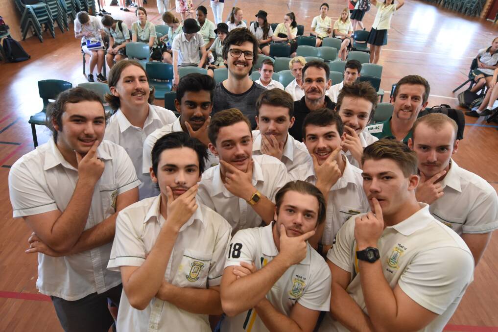 For a good cause: The St Clare's Mo Grow team got one last look at their moustaches before the 'mo-off'. The team raised more than $2300 during Movember. Photo: Scott Calvin. 