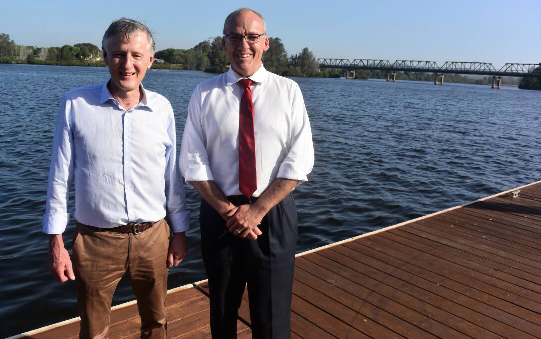 Country Labor candidate for Myall Lakes Dr David Keegan with NSw Opposition Leader Luke Foley at the announcement.