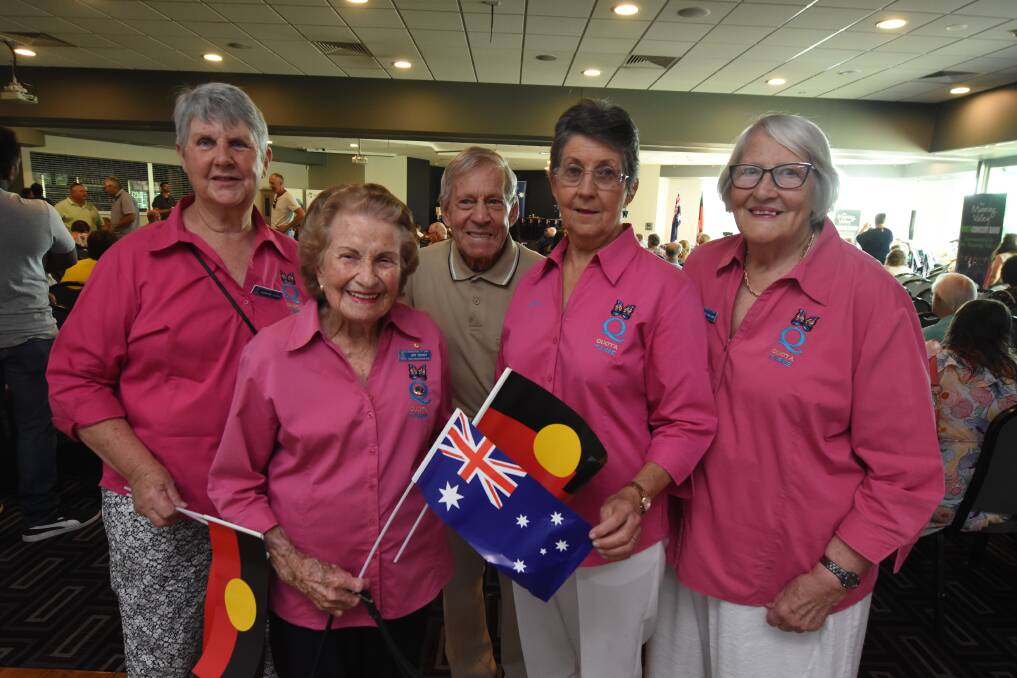 Suzanne Lucas, Joy Davey, Herb and Dawn Beer and Jeannette Holland before the 2019 Australia Day ceremony at Club Taree. Sunday's ceremony will be held at Queen Elizabeth Park.
