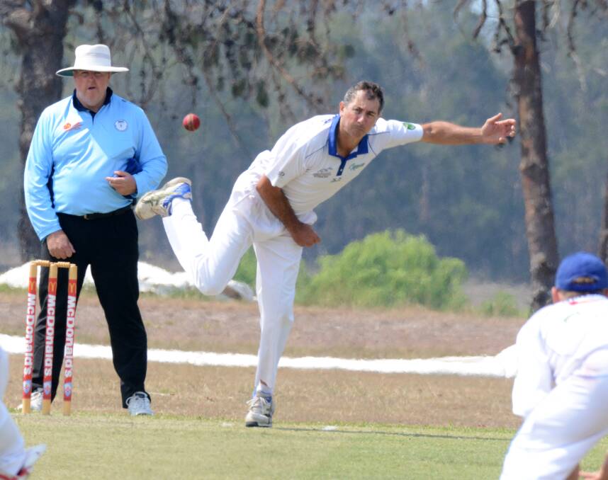 Mick Stinson in action for Wingham. The side will likely feature in the Mid North Coast Cricket Premier League finals starting March 13.