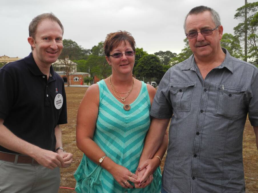 Wingham Rotary president Michael Roohan with Wendy and Kevin Bakewell